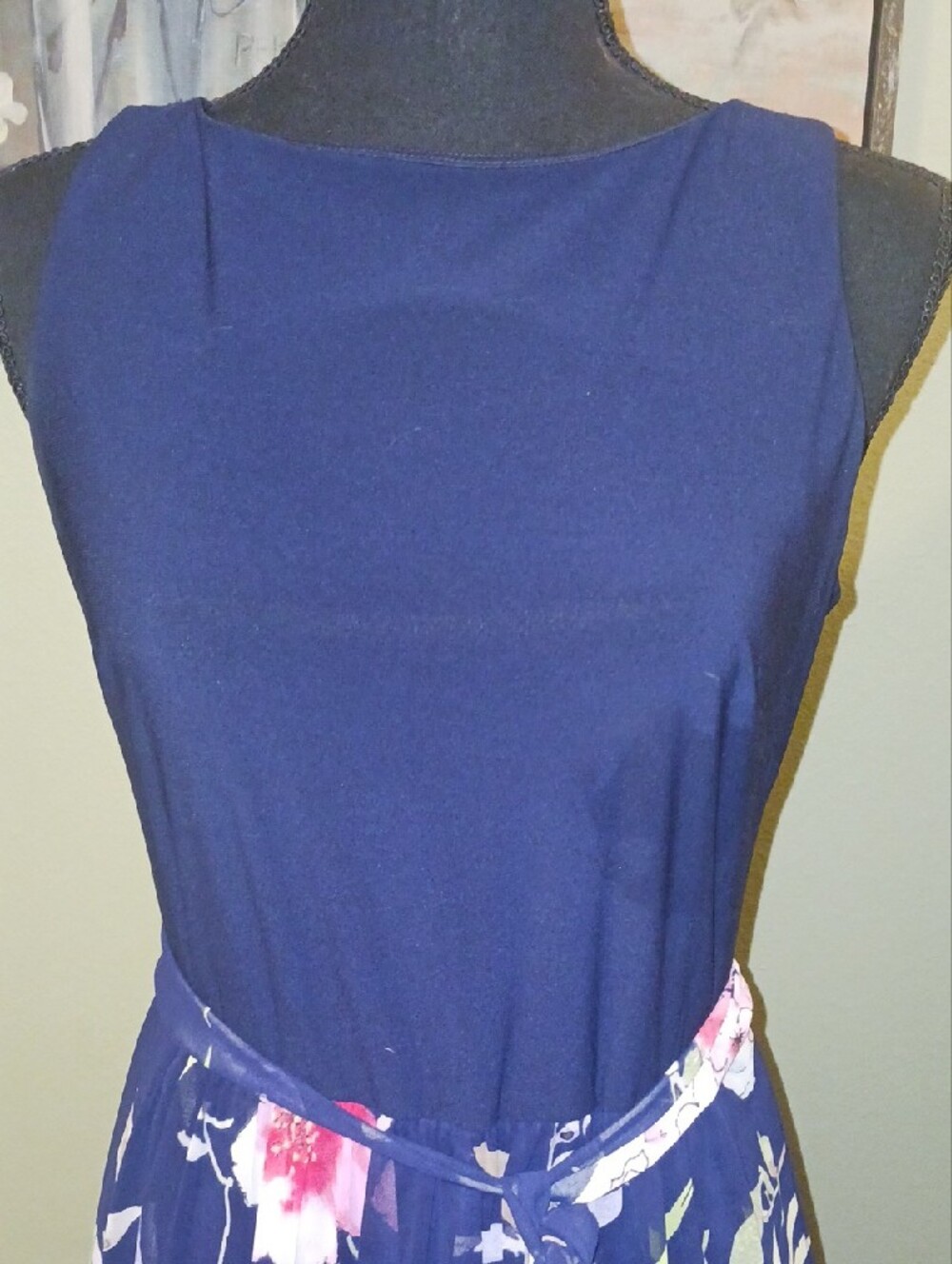 Chaps Navy Bodice Navy Floral Maxi Dress - Picture 3 of 7